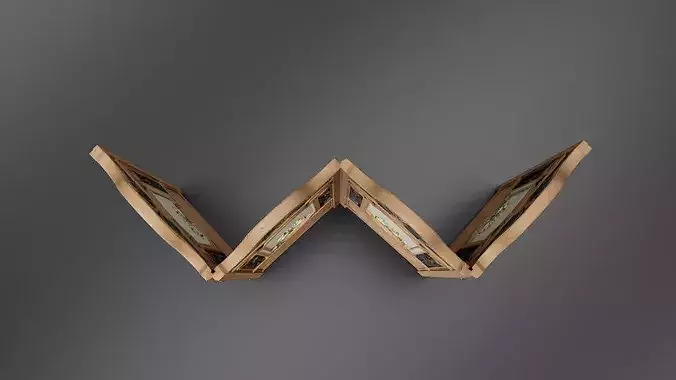 wood-framed room divider Low-poly 3D model 6