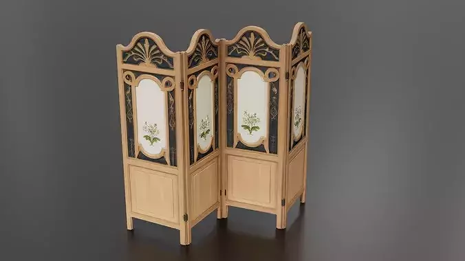 wood-framed room divider Low-poly 3D model 4