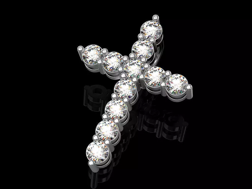 Cross diamond pendant 3D print model_0