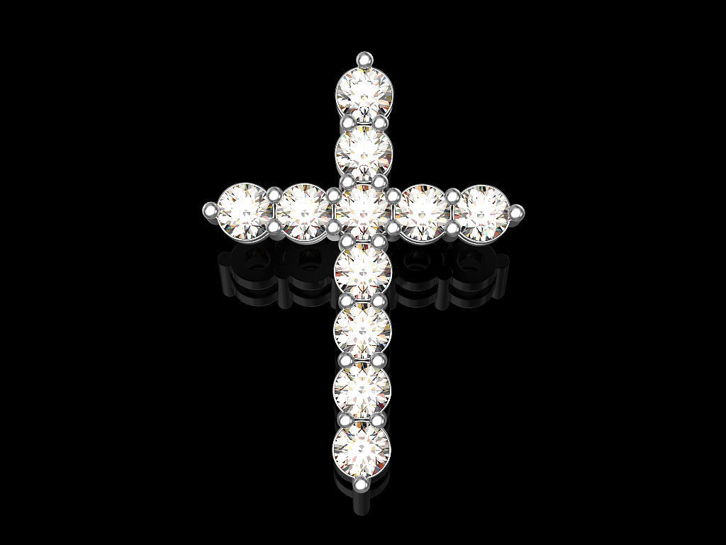 Cross diamond pendant 3D print model_1