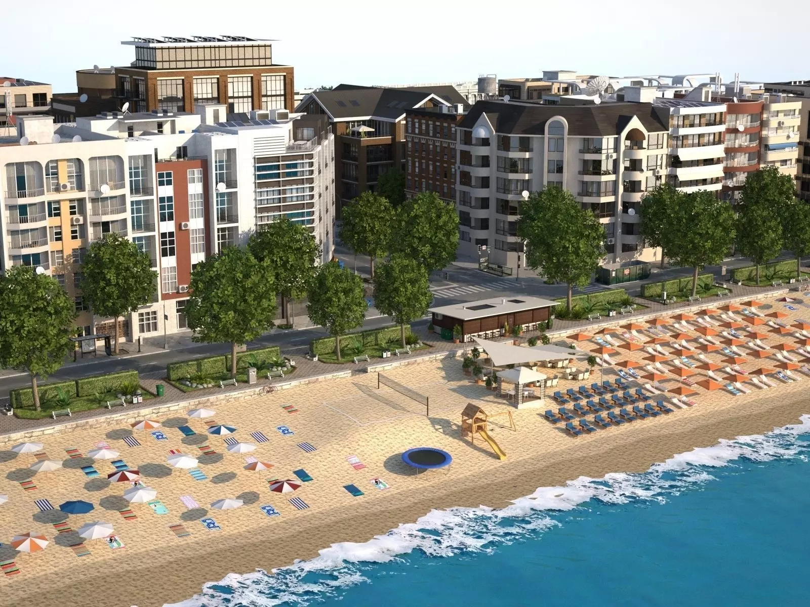 Beach Town Low-poly 3D model