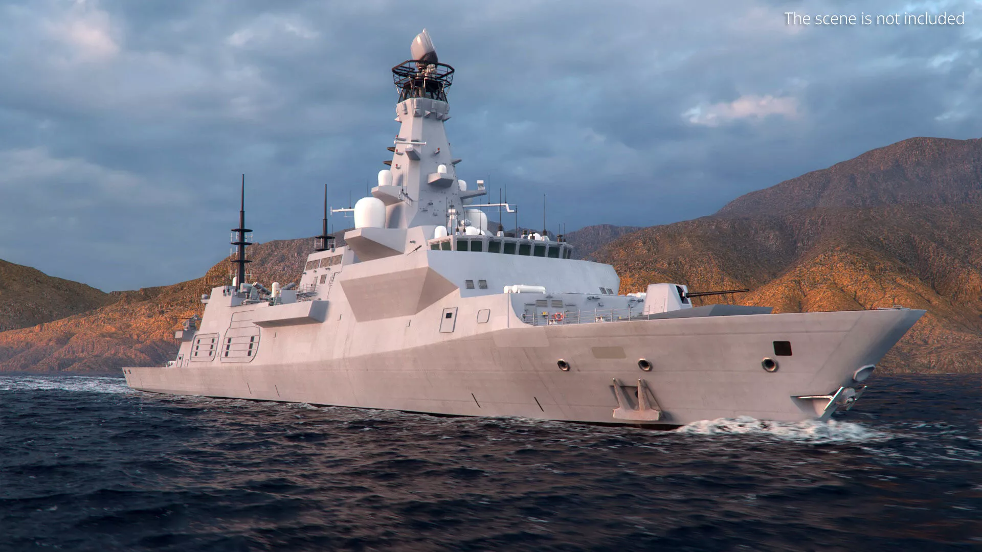 UK Stealth Naval Ship Type 26 Grey Rigged 3D model