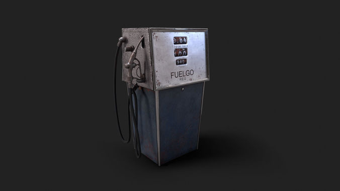 Vintage Gas Pump Dispenser 70s 80s Low-poly 3D model