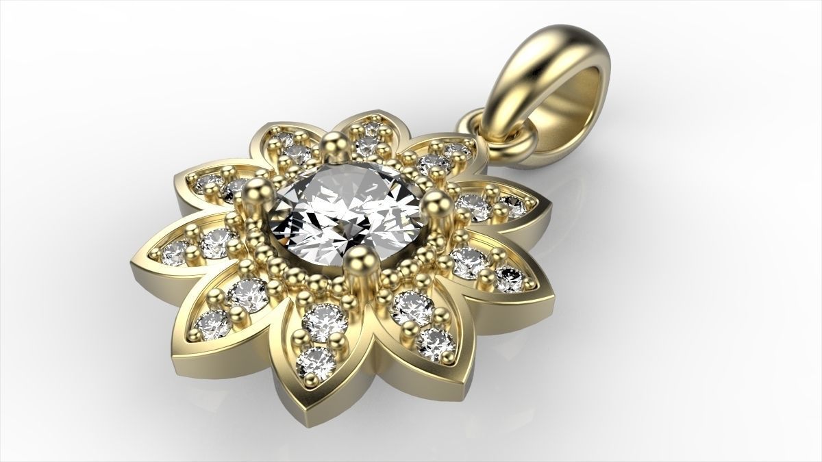 Sunflower Pendant 3D print model_1