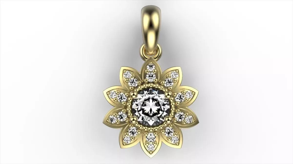 Sunflower Pendant 3D print model_0