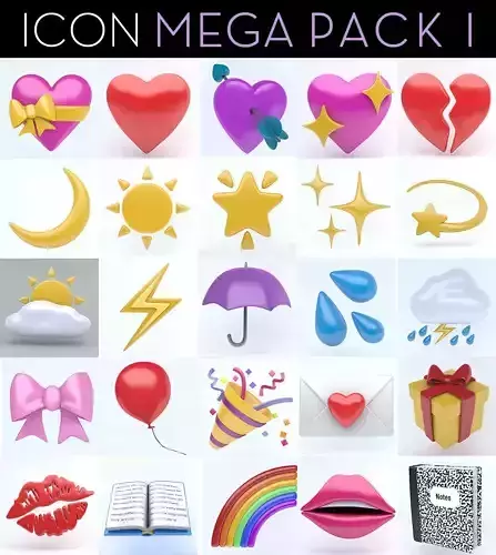 ICON MEGAPACK 1 Low-poly 3D model
