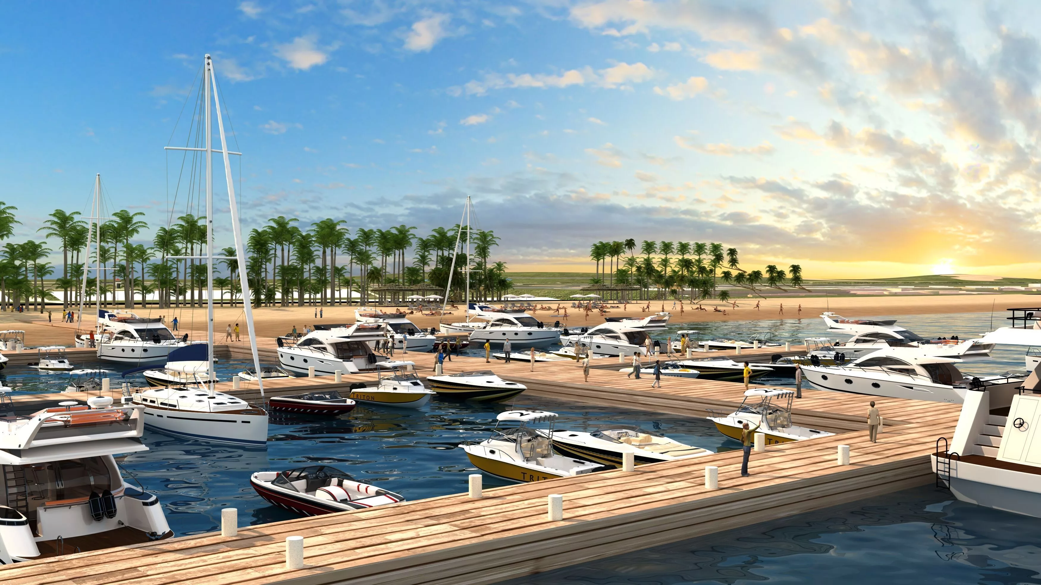 Yacht Marina - Coastal Beach Resort 3D model