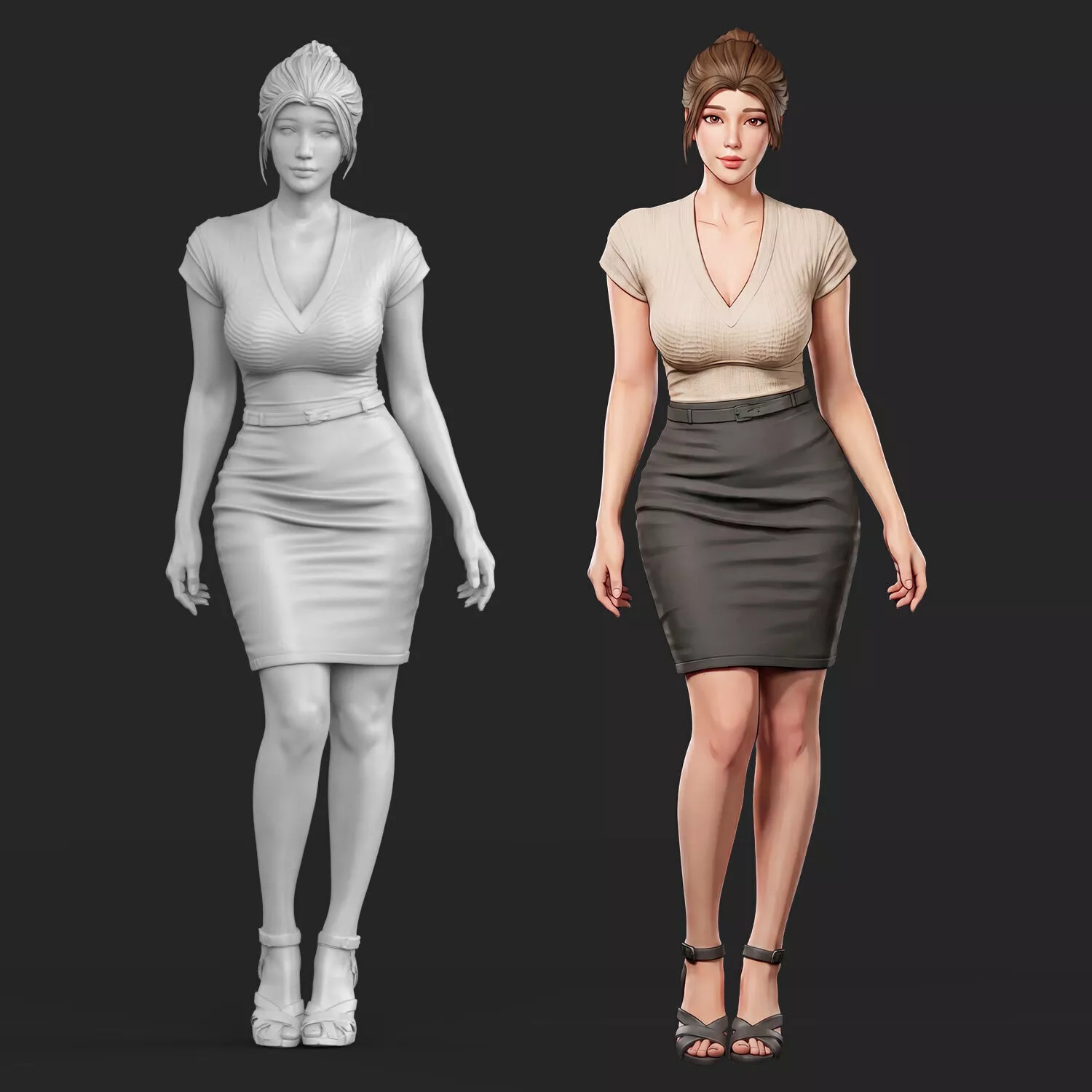 Korean female office worker 3D print model 3D print model