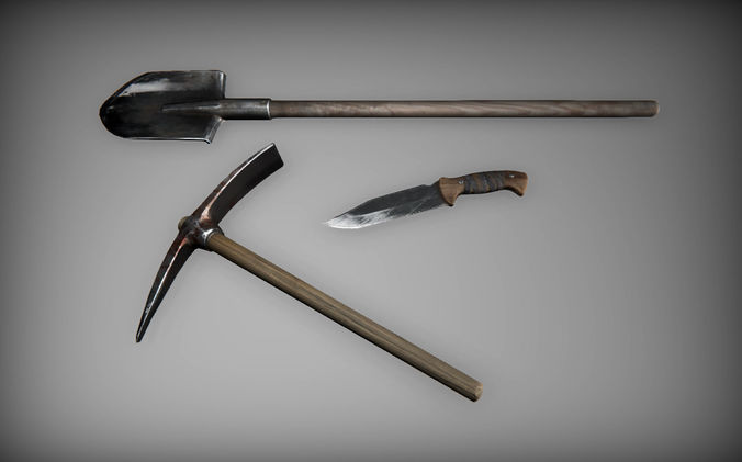 Medieval tools Low-poly 3D model