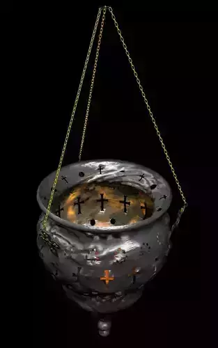 Old silver orthodox church censer 3D model