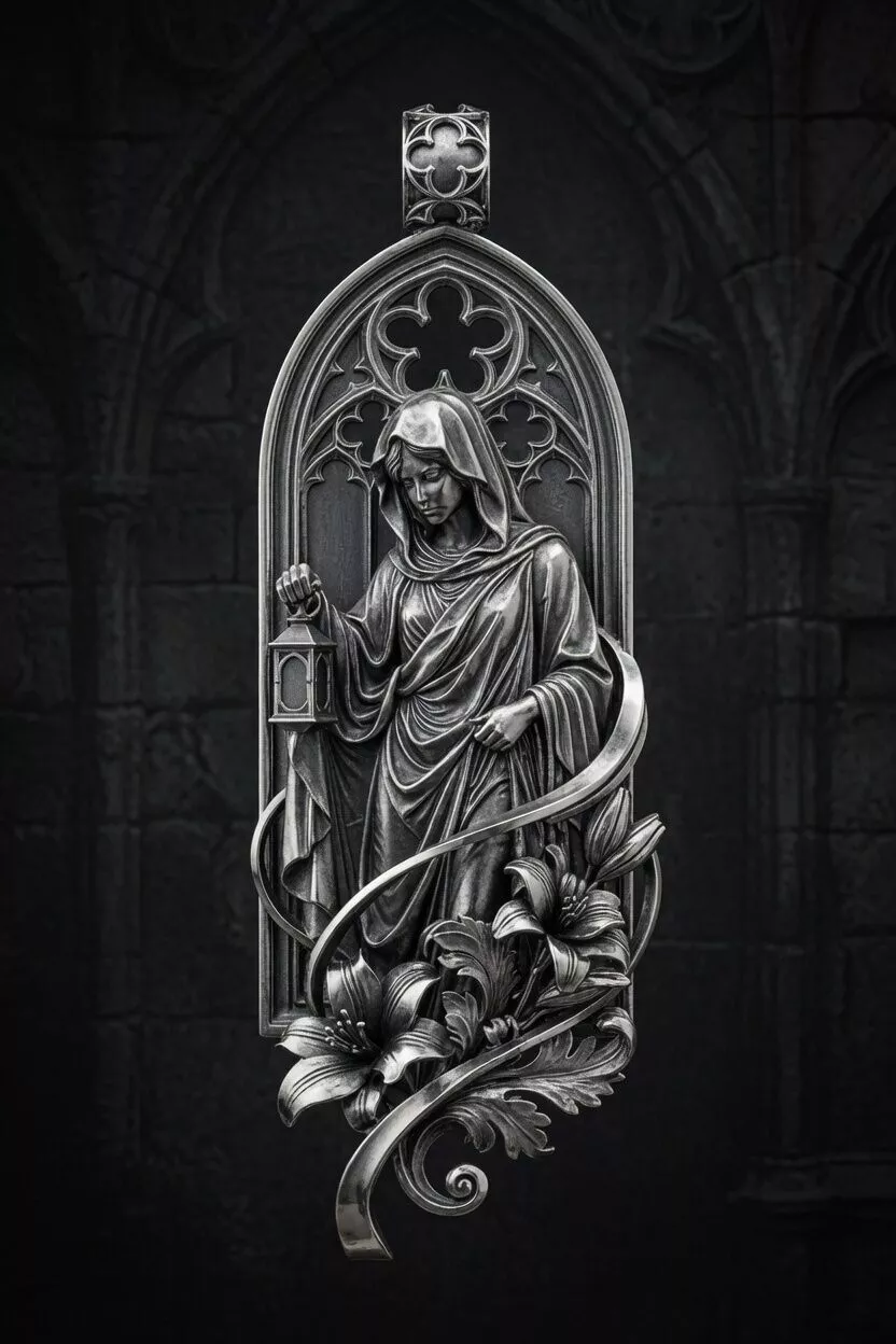 Gothic Maiden with Lantern Pendant 3D print model