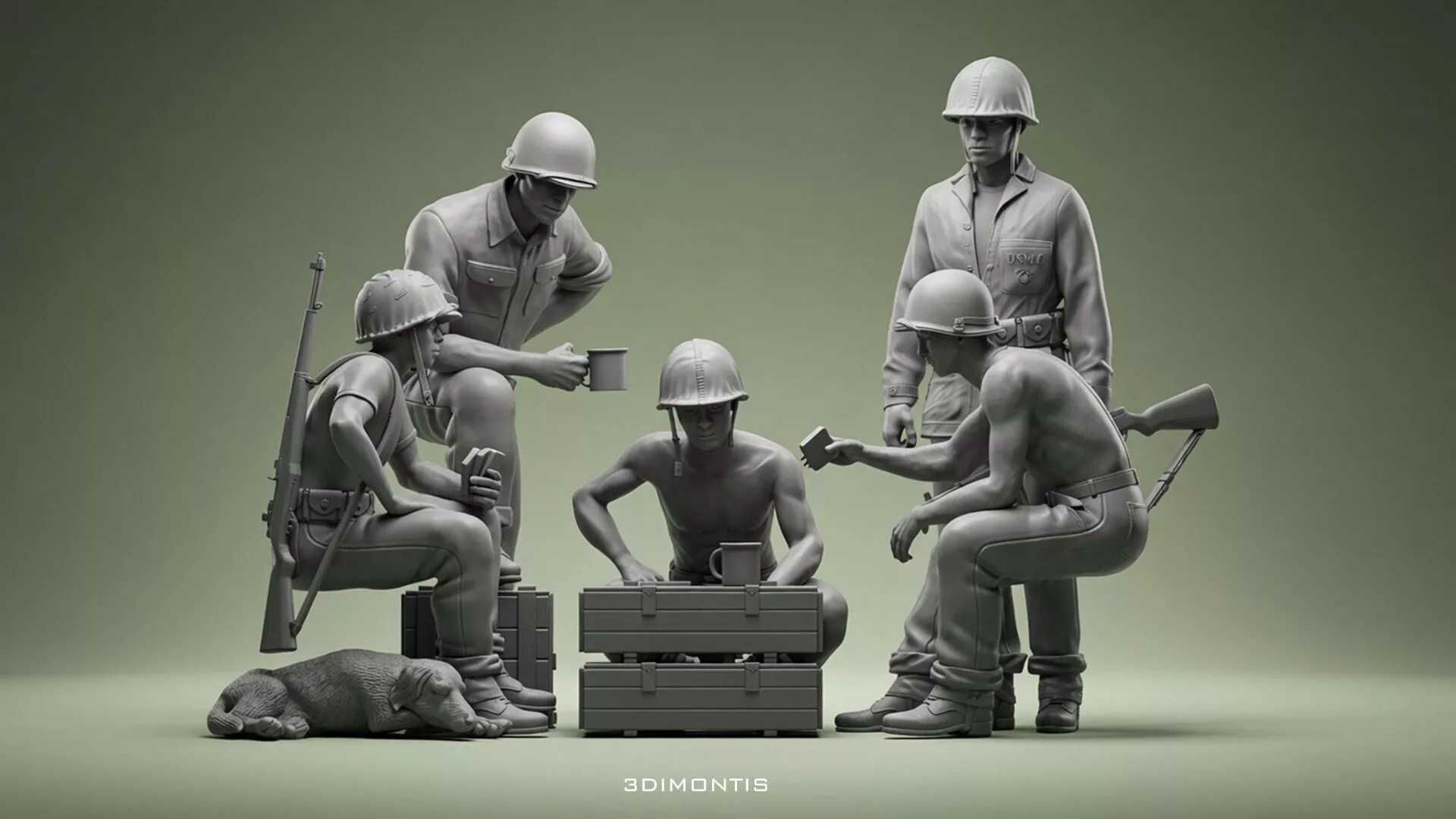 WW2 US Marines Playing Cards STLWWII American Marine 3D print model