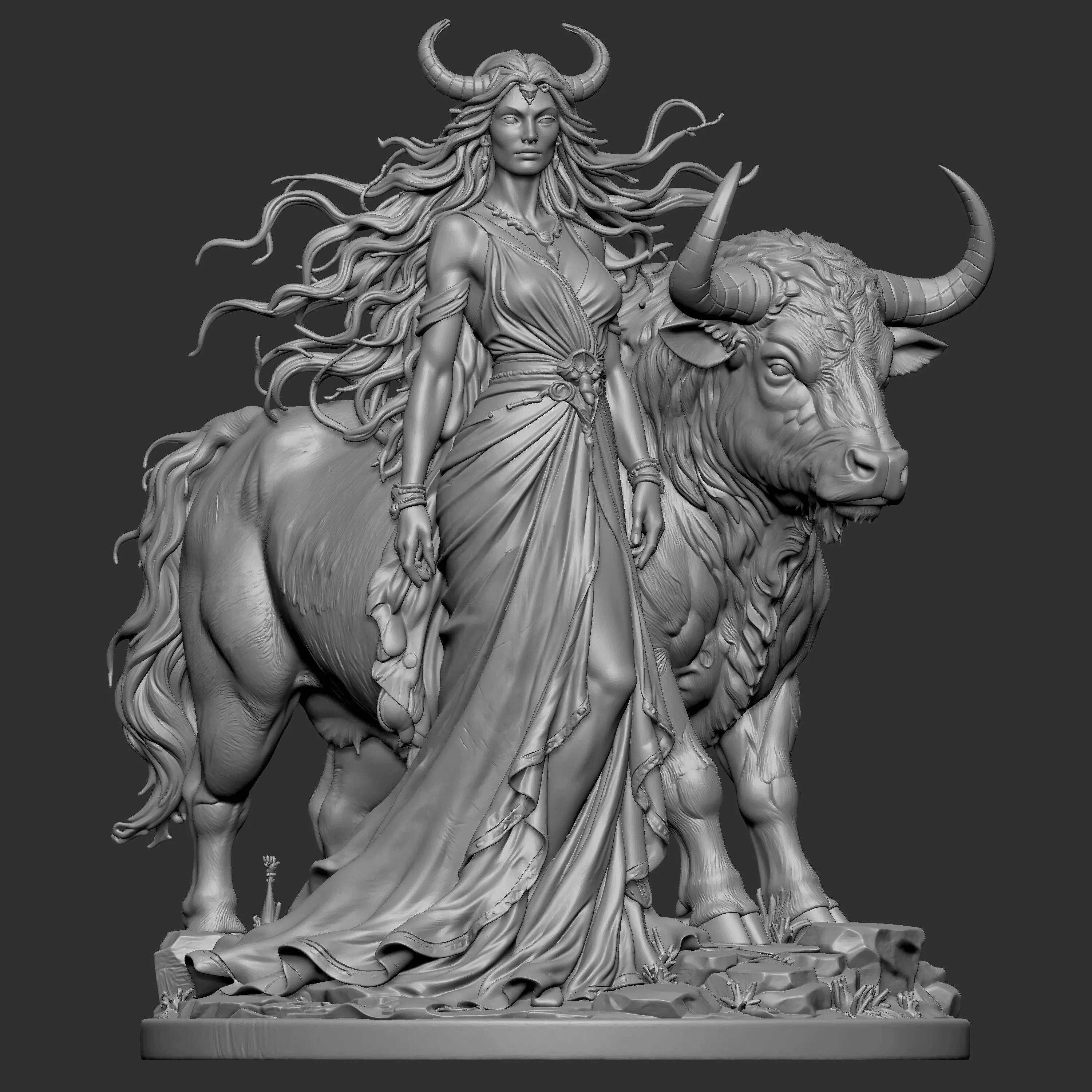 3D sculpture portrays the goddess Europa and the Cretan Bull 3D print model