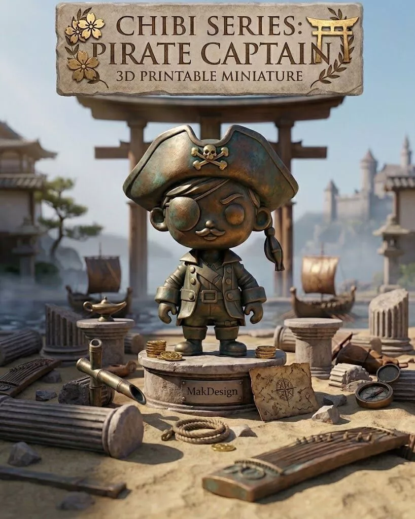 Chibi Series Pirate - 3D Printable Miniature 3D print model