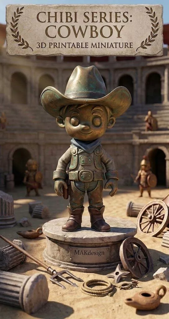 Chibi Series Cowboy - 3D Printable Miniature 3D print model