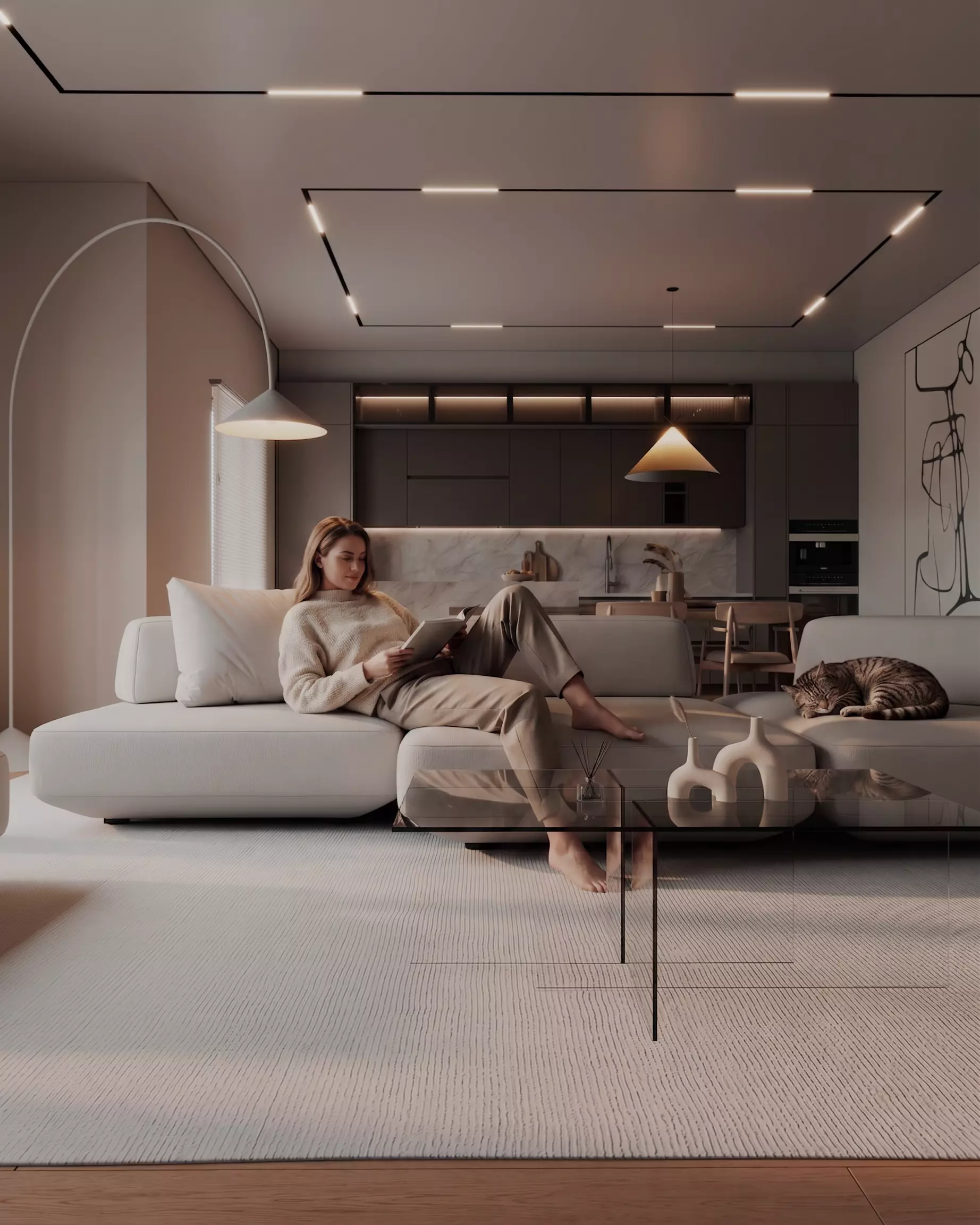 Modern Living Room Interior Scene 3D model