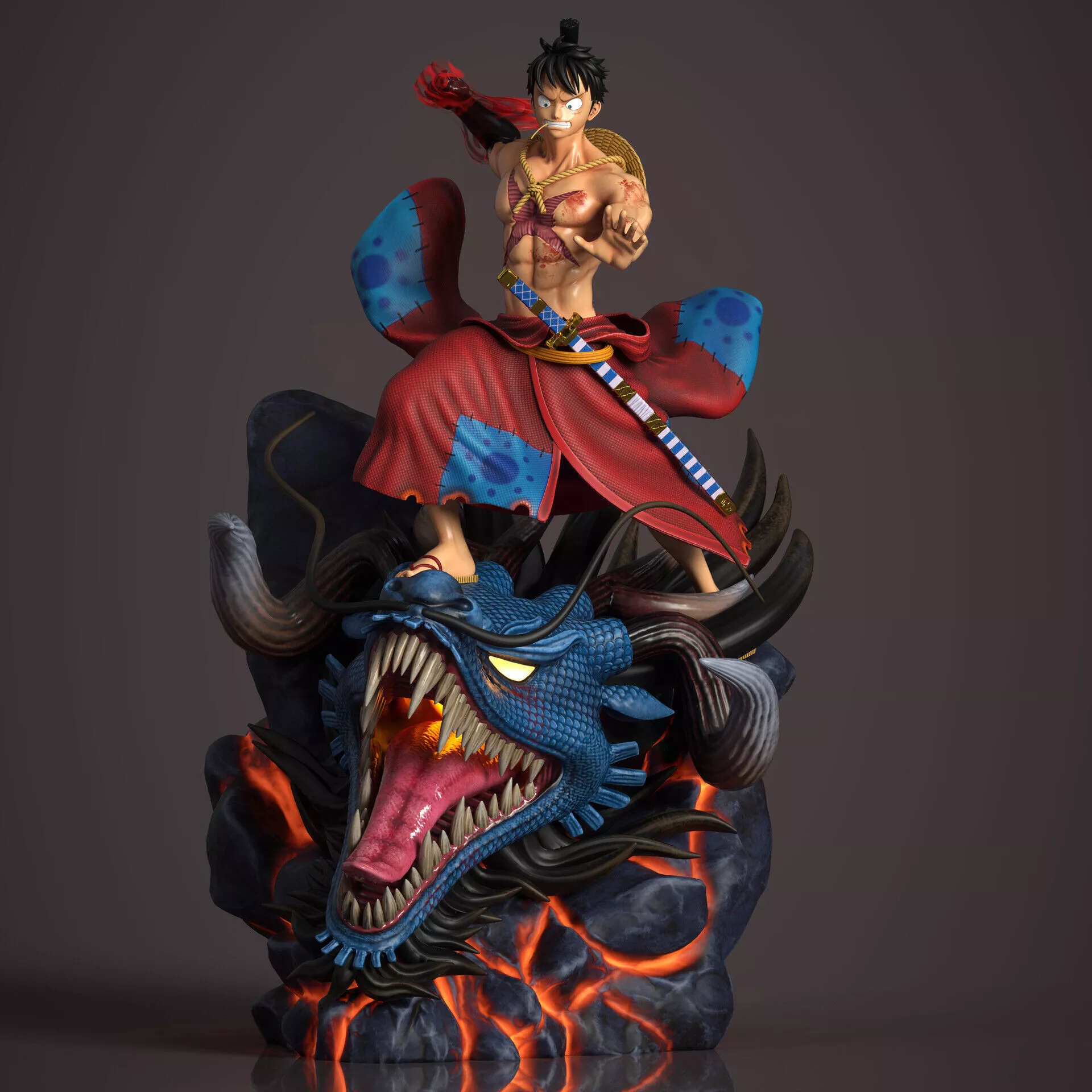 Luffy vs Kaido One Piece 3D Printable STL Model 3D print model
