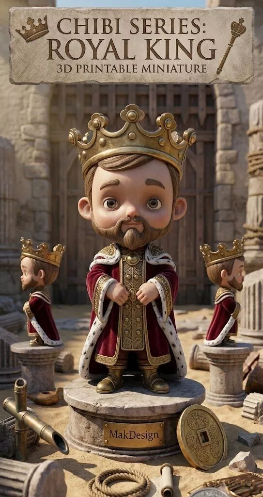 Chibi Series Royal King - 3D Printable Miniature 3D print model