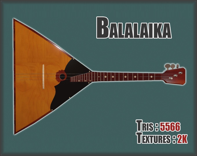 Balalaika PBR textures model Low-poly 3D model