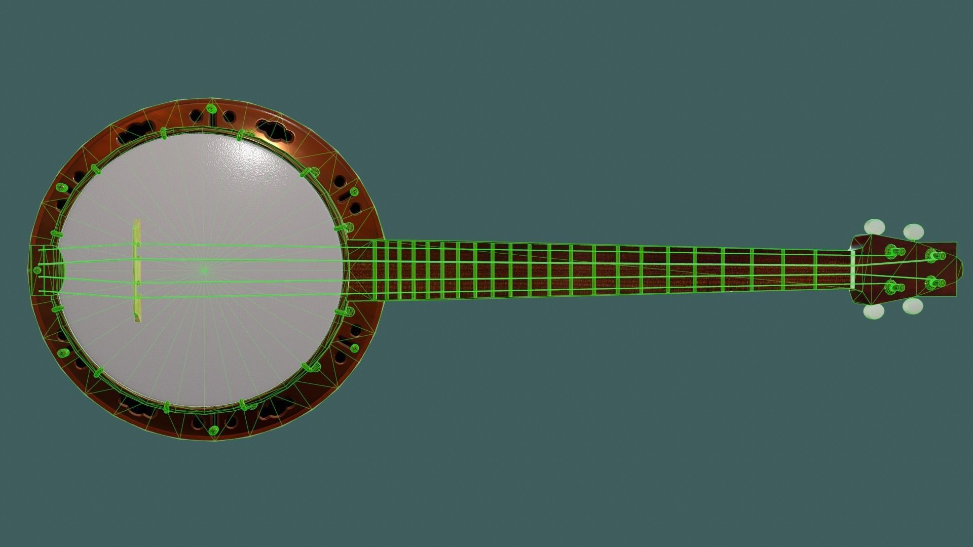 Banjo PBR textures model Low-poly 3D model_2