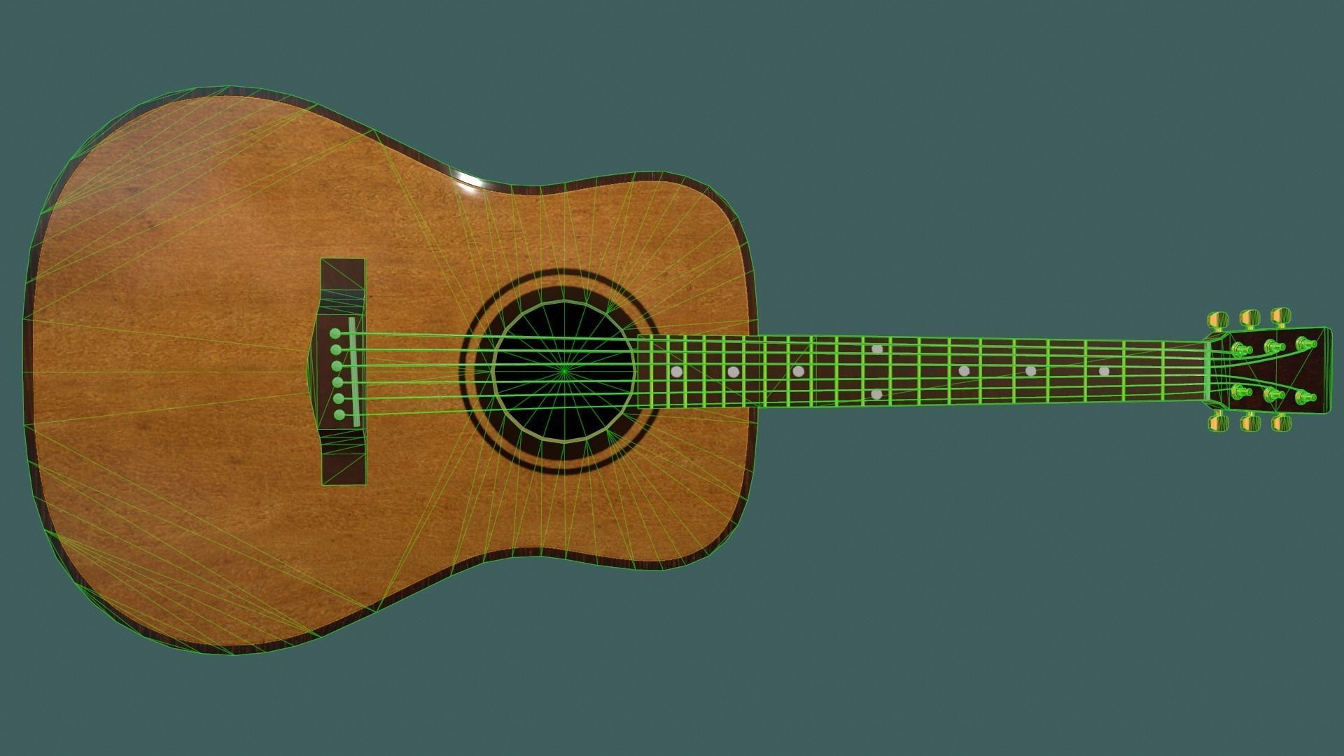 Giutar PBR textures model Low-poly 3D model_2