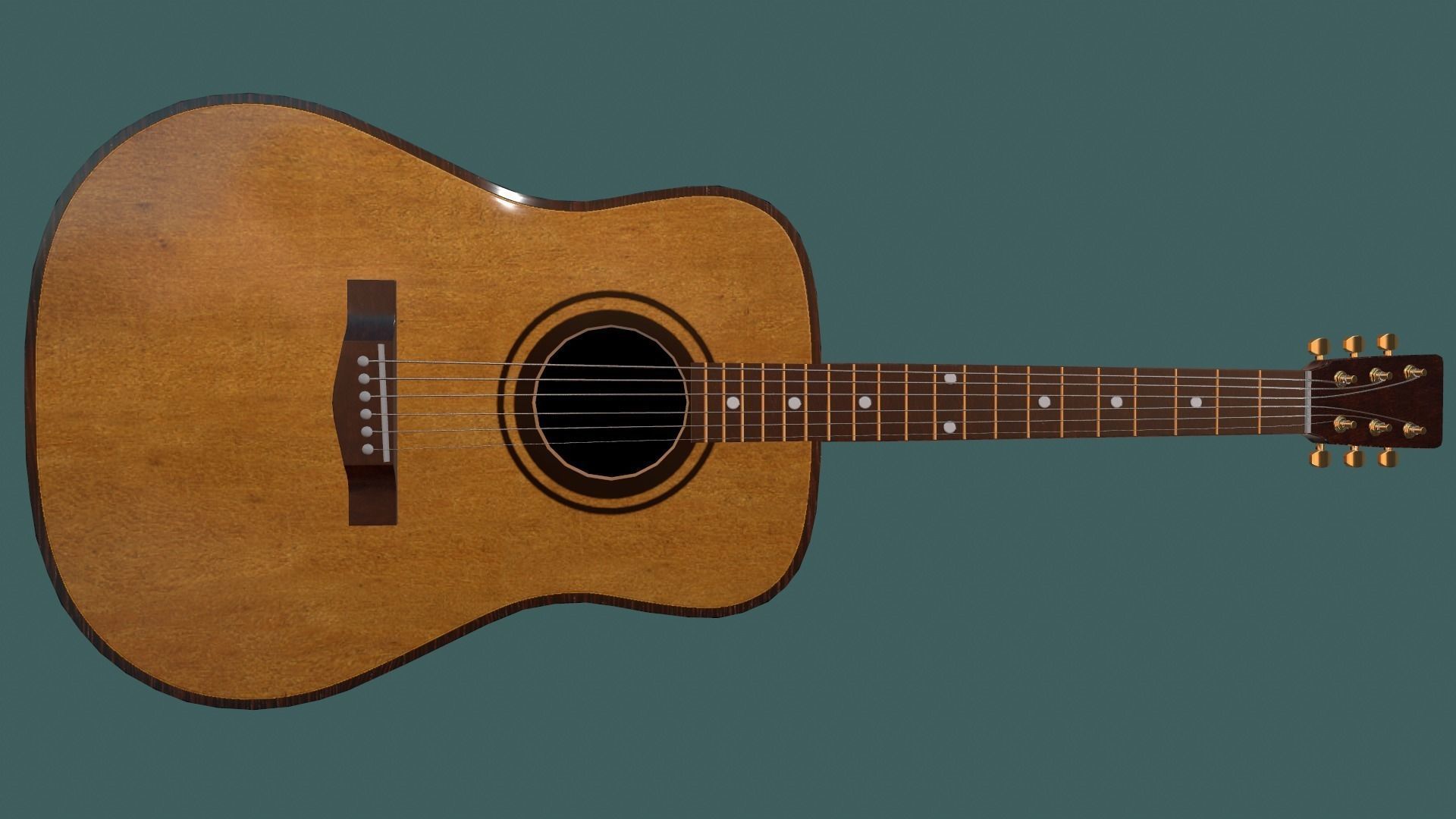 Giutar PBR textures model Low-poly 3D model_1