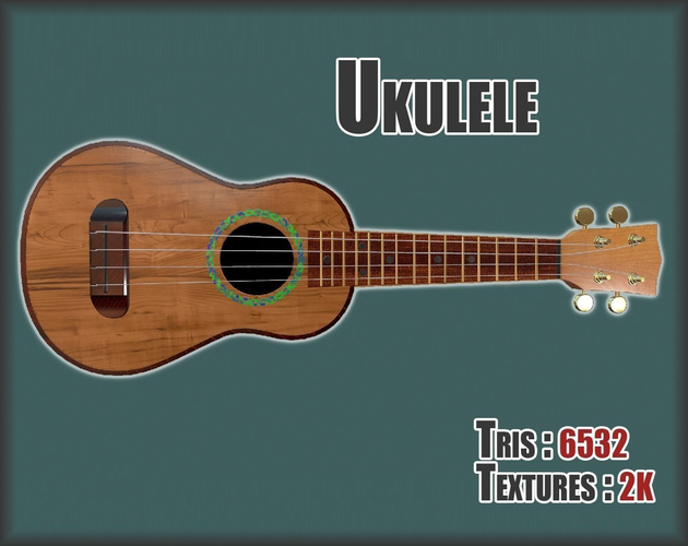 Ukulele PBR textures model Low-poly 3D model