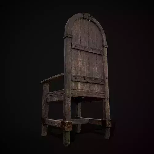 Rugged Viking Chair Low-poly 3D model 4