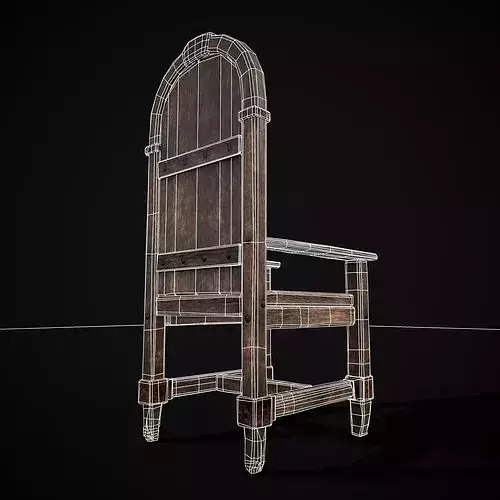Rugged Viking Chair Low-poly 3D model 7