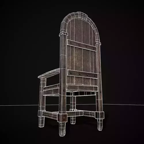 Rugged Viking Chair Low-poly 3D model 5
