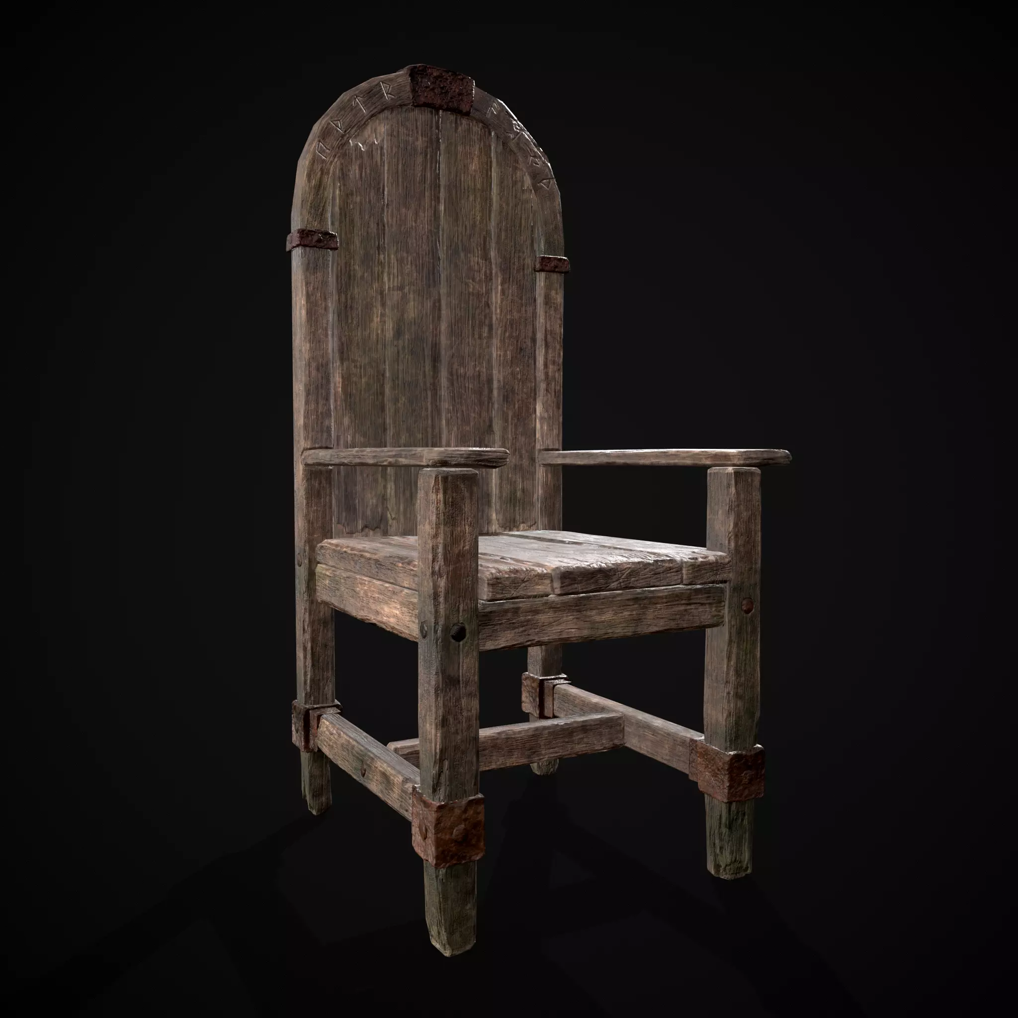 Rugged Viking Chair Low-poly 3D model