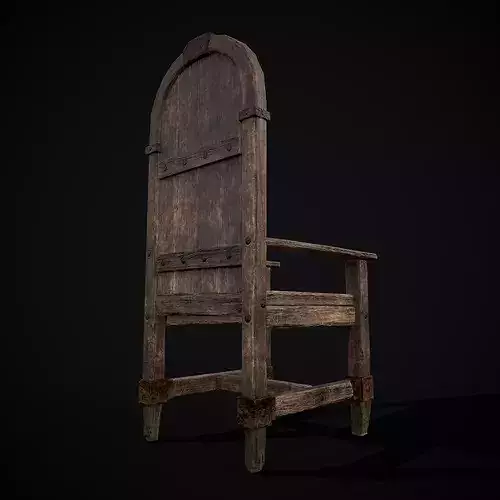 Rugged Viking Chair Low-poly 3D model 6