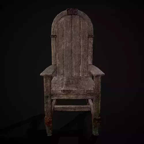 Rugged Viking Chair Low-poly 3D model 2