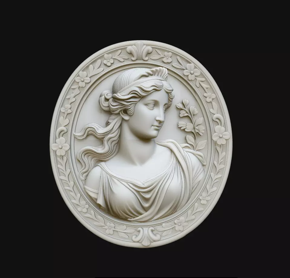 Classical Goddess Floral Oval Pendant Jewelry Model 3D print model