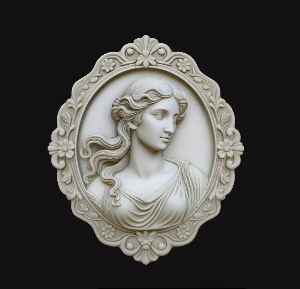 Classical Goddess Floral Cameo Pendant Jewelry Model 3D print model