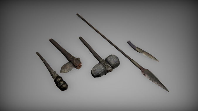 Prehistoric tools Low-poly 3D model