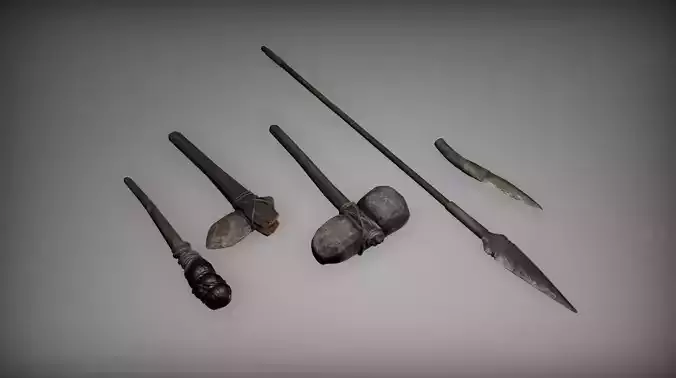 Prehistoric tools Low-poly 3D model