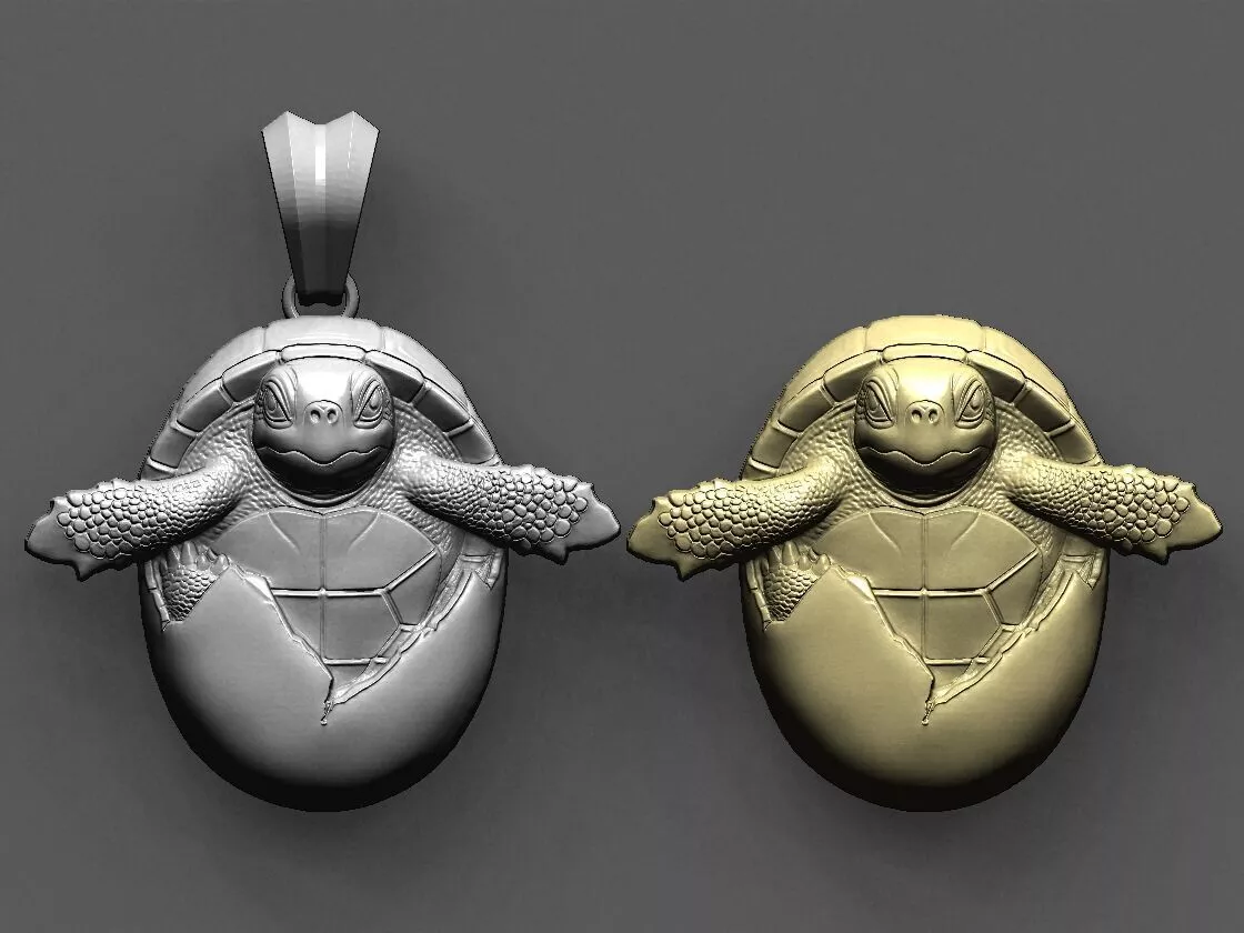 Turtle pendant STL file 3D print model