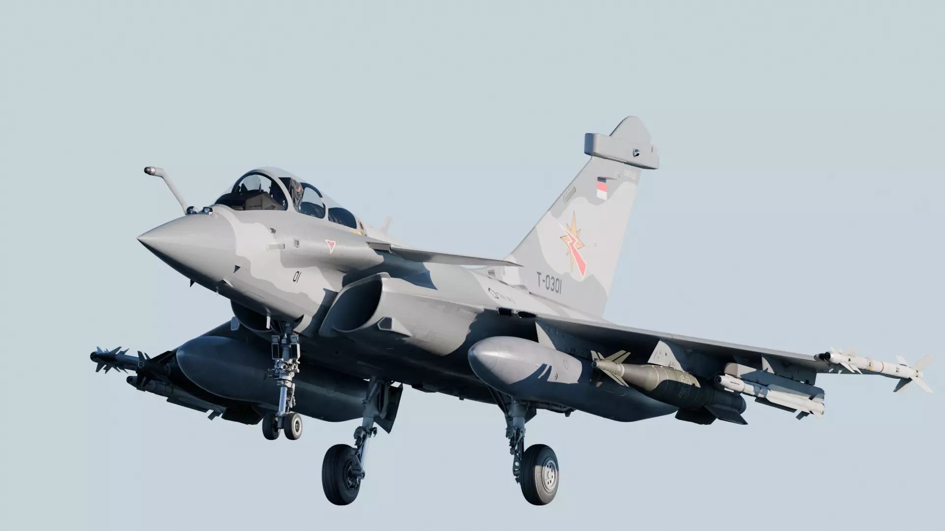 Dassault Rafale F3 Rigged Animated With 5 Skins Low-poly 3D model