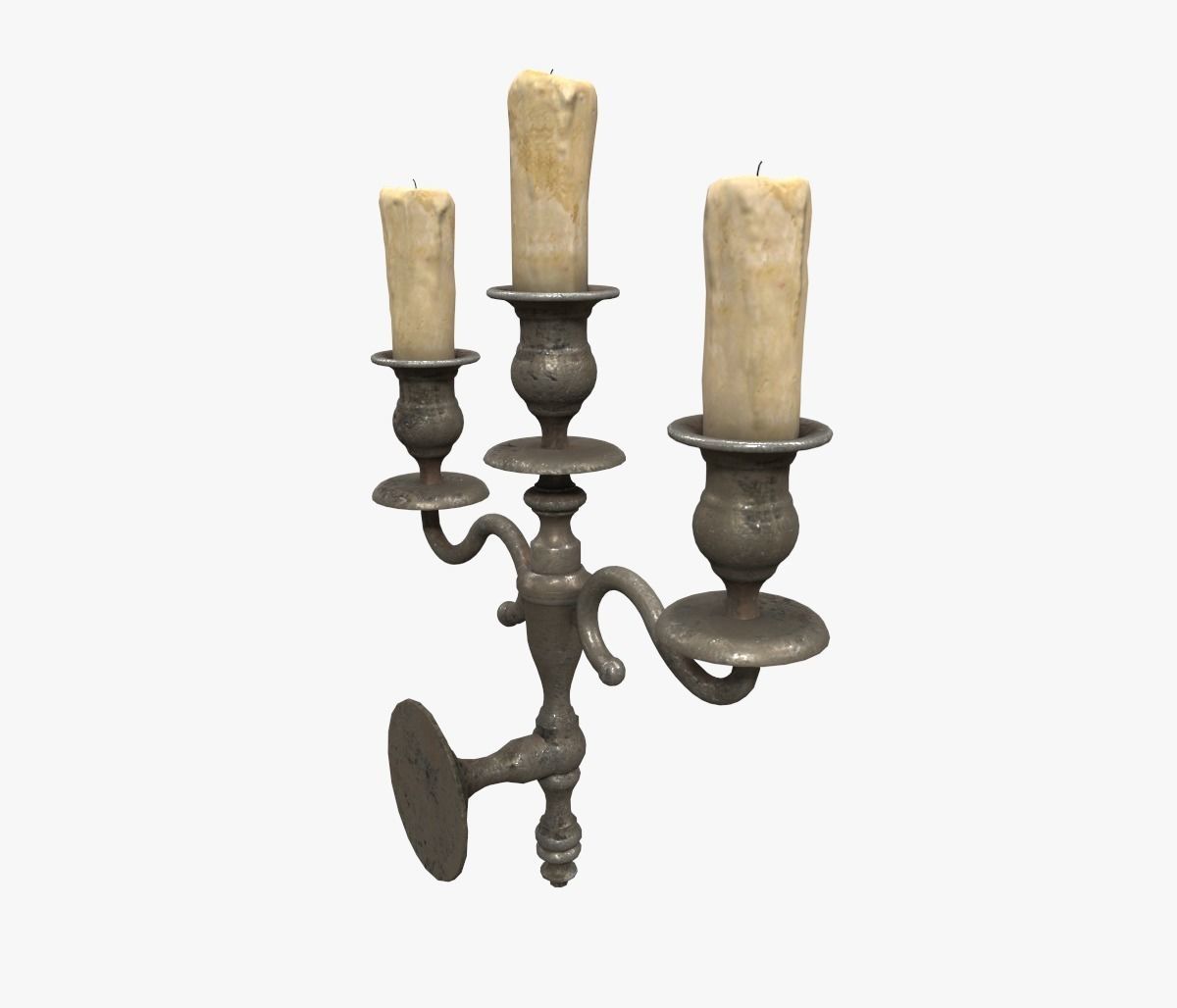 Old wall candle Low-poly 3D model_3