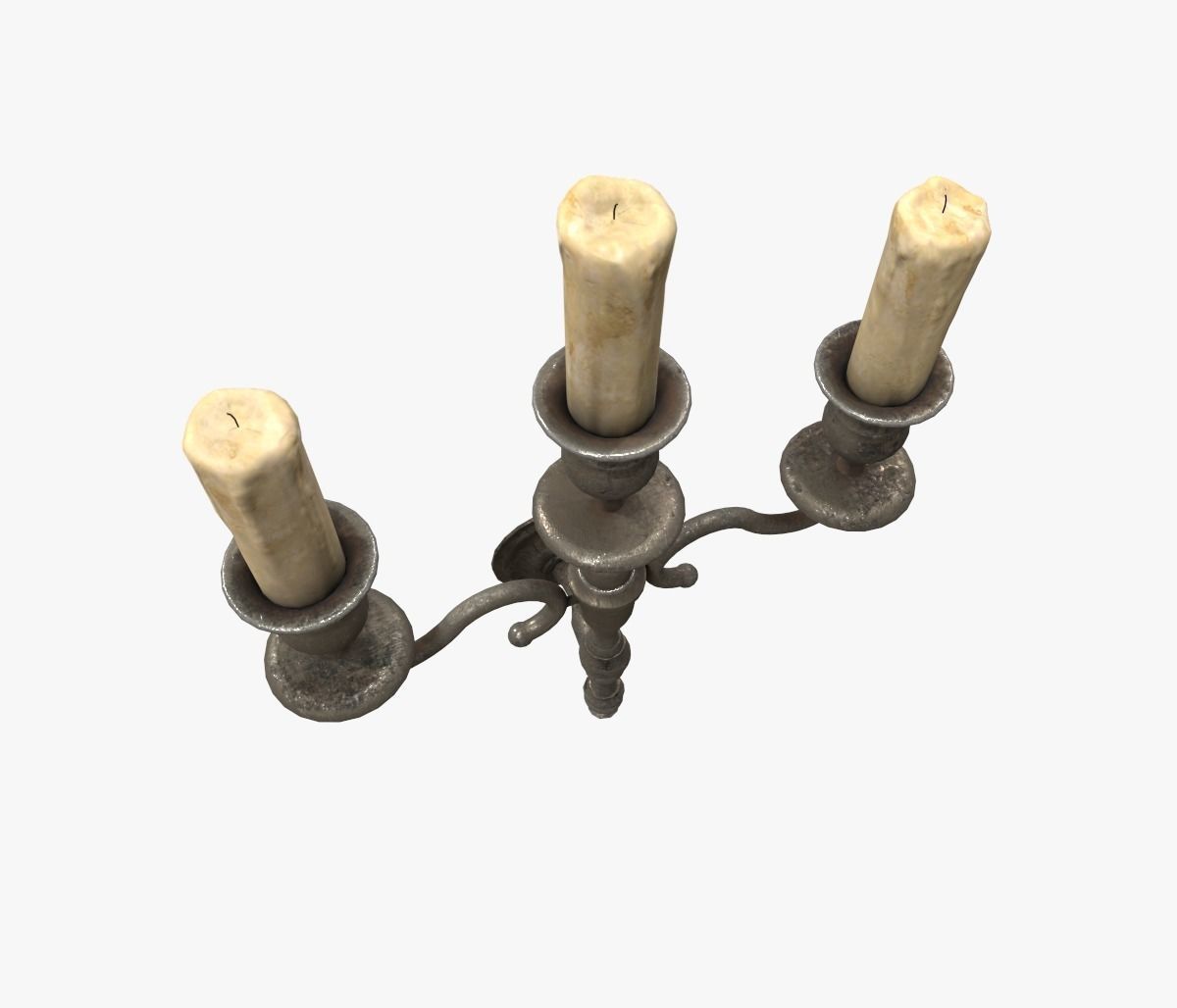 Old wall candle Low-poly 3D model_2