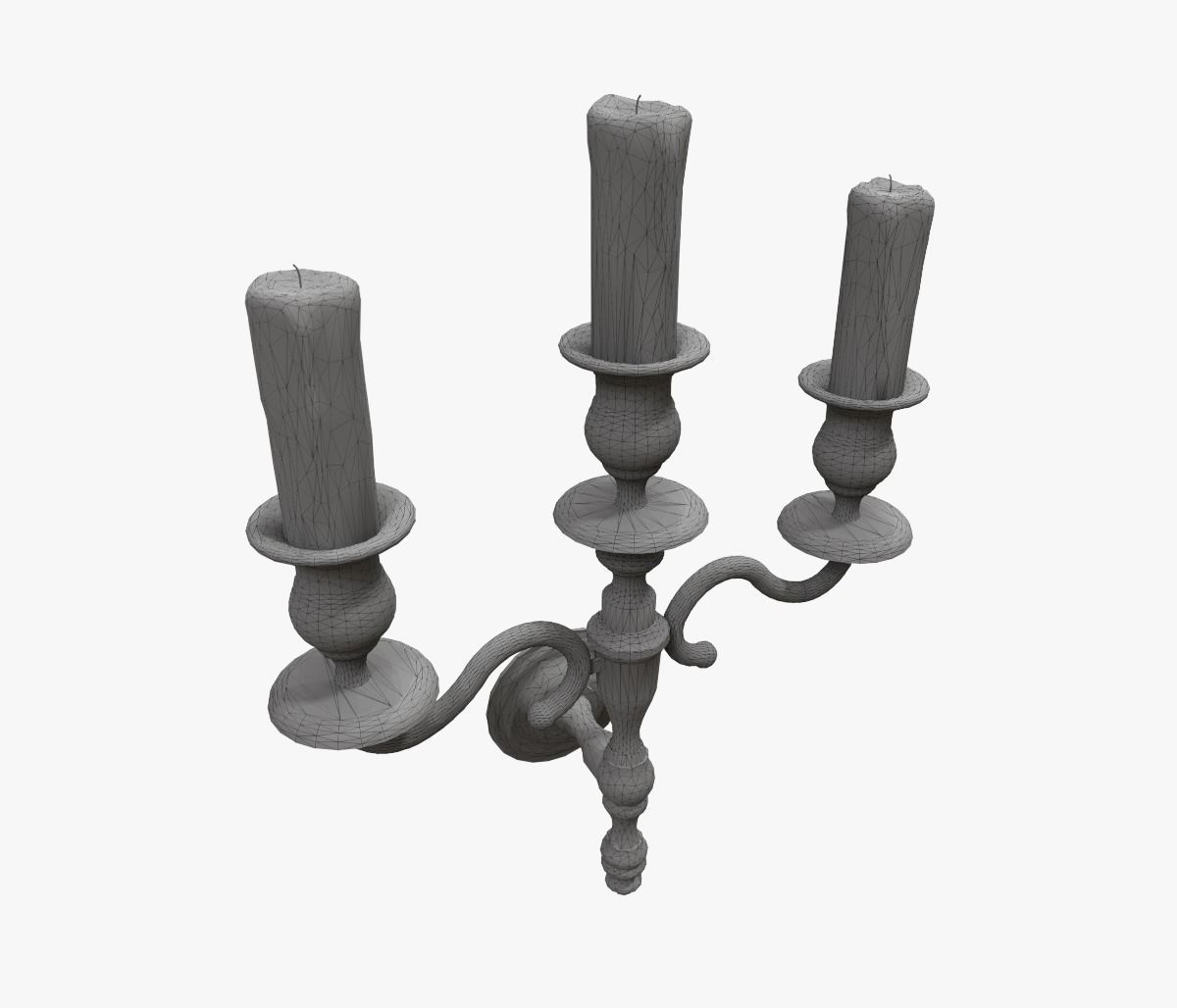 Old wall candle Low-poly 3D model_6