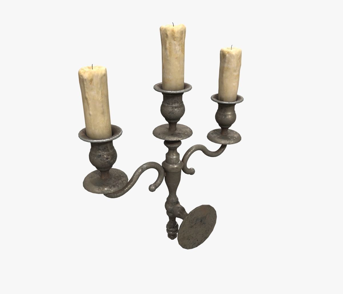 Old wall candle Low-poly 3D model_4