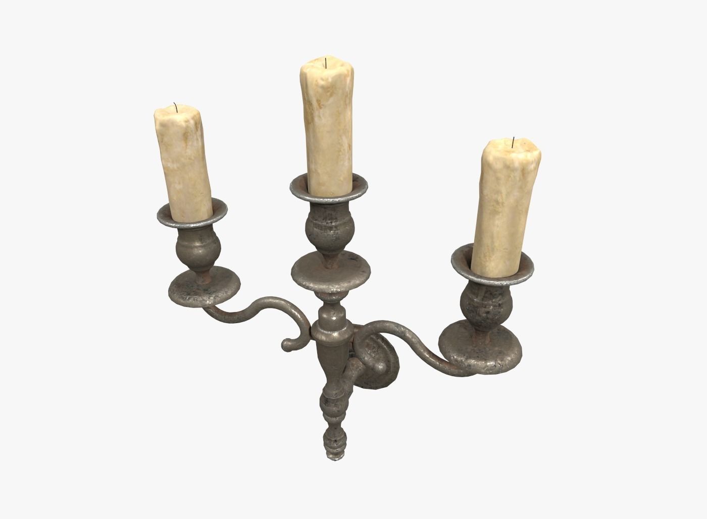 Old wall candle Low-poly 3D model_0
