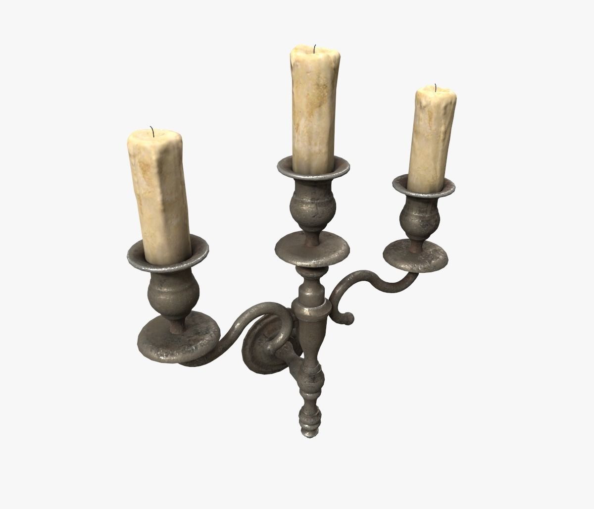 Old wall candle Low-poly 3D model_1