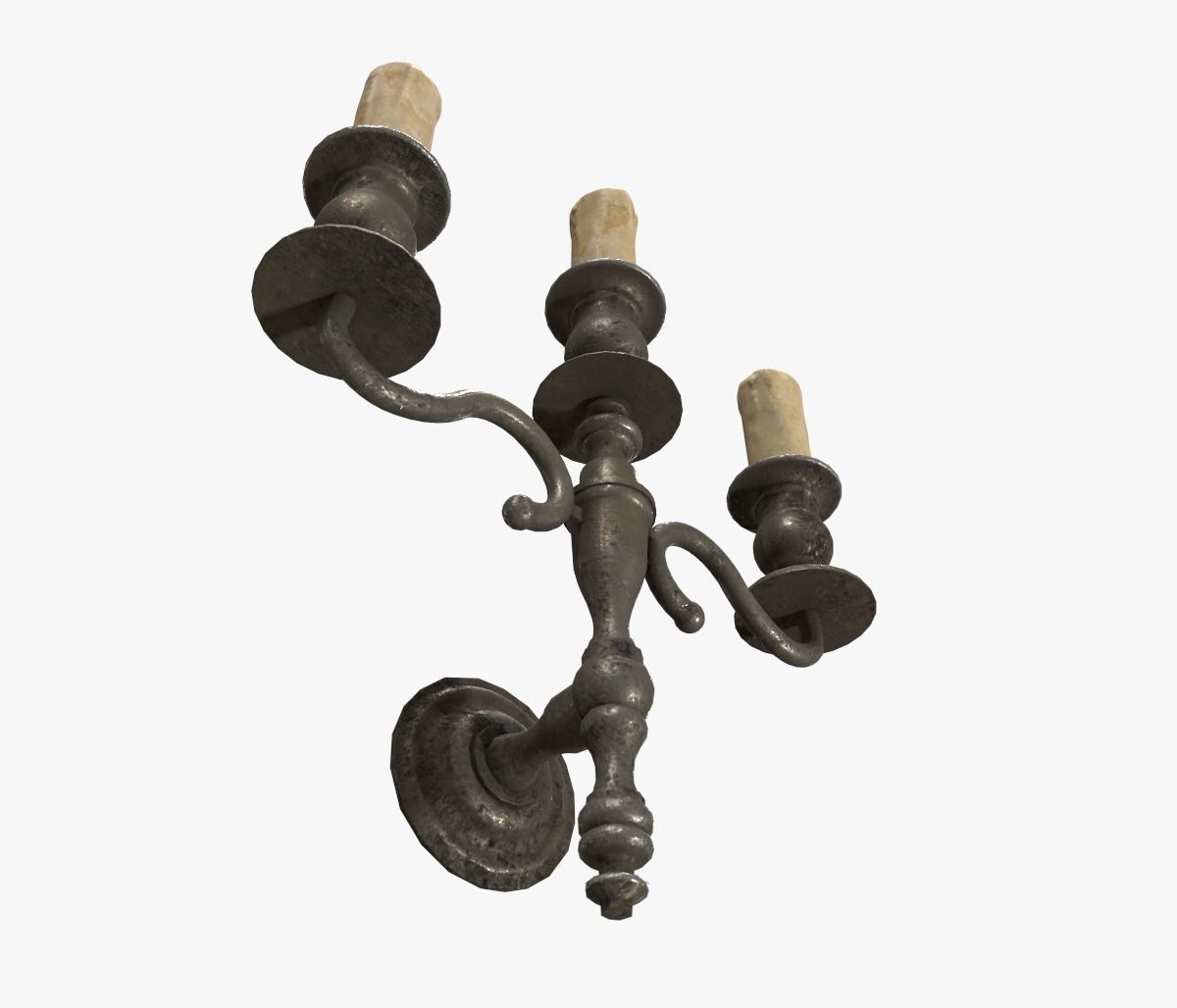 Old wall candle Low-poly 3D model_5