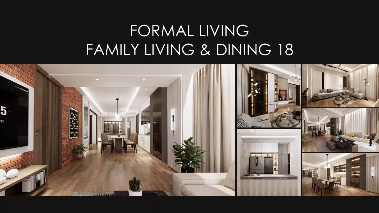 MODERN FORMAL LIVING FAMILY LIVING AND DINING 18 INTERIOR Low-poly 3D model