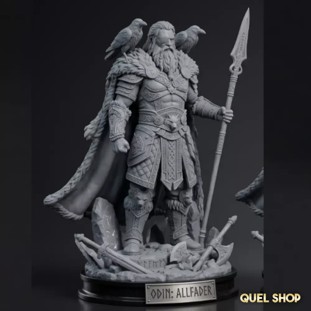 Odin Norse Allfather STL File with Ravens Viking Mythology 3D print model
