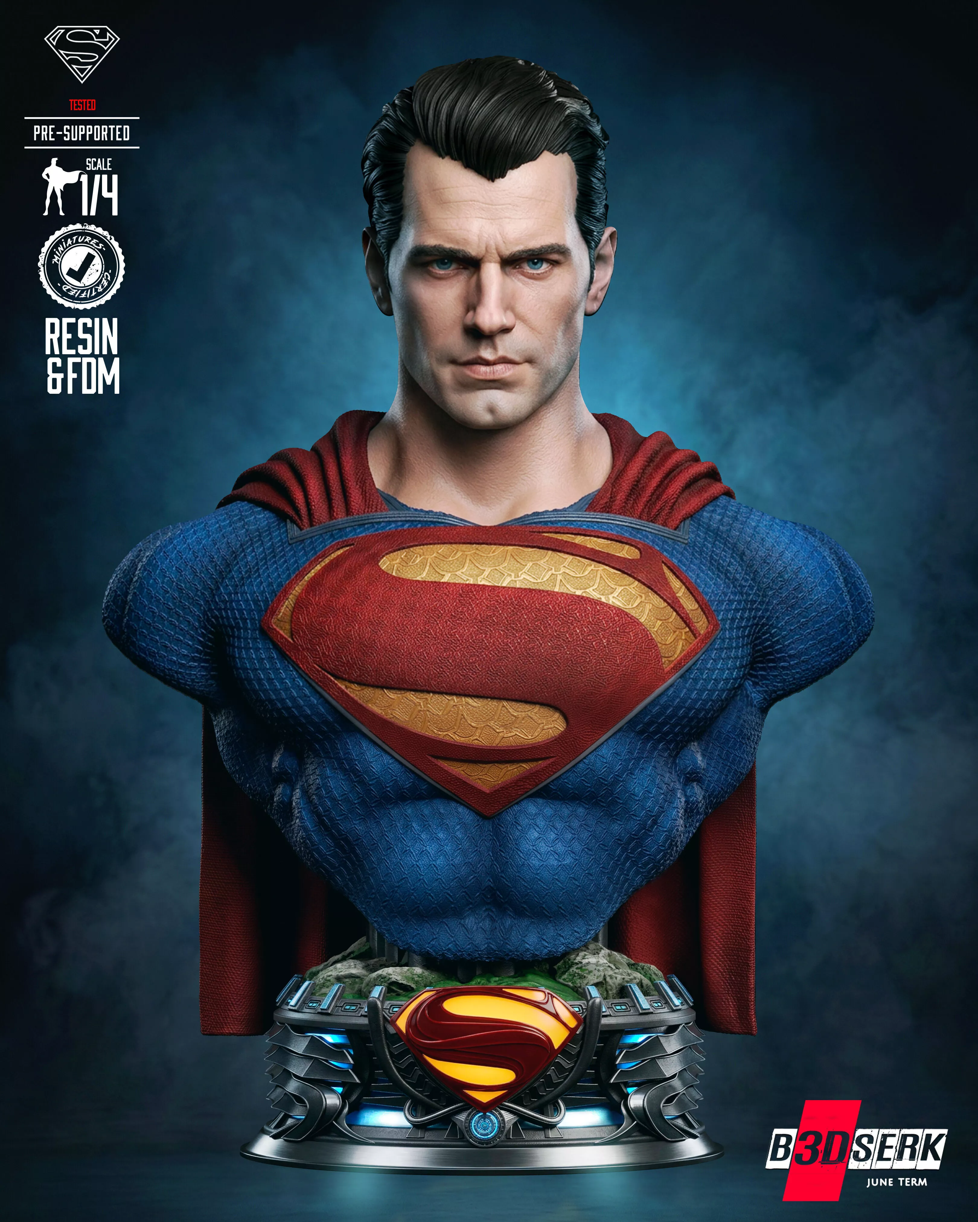 B3DSERK Superman Bust 3D print 3D print model
