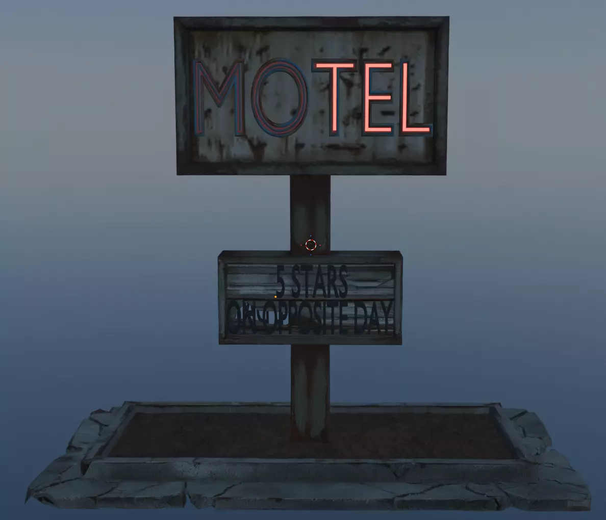 Abandoned Neon Motel Sign with Changeable Letter Board Low-poly 3D model